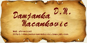 Damjanka Macanković vizit kartica